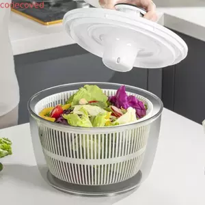 Máy khử nước rau củ CODECOVED, Máy quay Salad thoát nước nhanh dung tích lớn, Giỏ đựng nước trái cây xoay bán tự động đa chức năng Rửa rau
