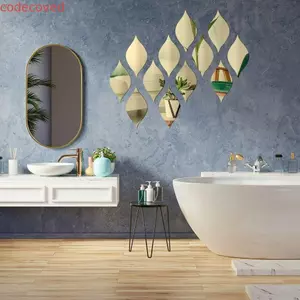 COCODECOVED 12 Cái / bộ Nhãn Dán Tường Gương, Ống Kính 3D Hình Giọt Nước Acrylic, Decal Chống Thấm Nước Sáng Tạo Tự Dính Miếng Dán Lối Vào Nền Tivi