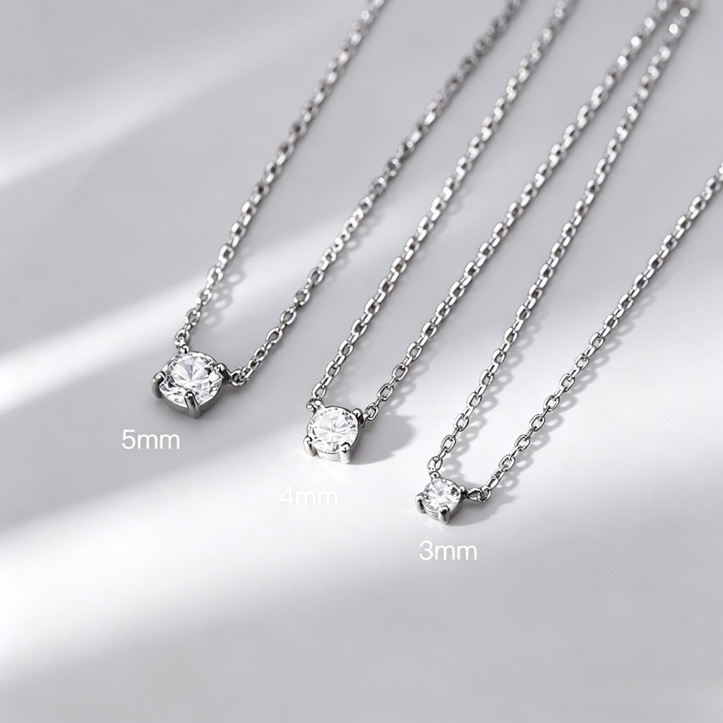Vòng cổ kim cương đơn bạc s925 mẫu mới