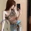 Dây buộc vai nghiêng phong cách Mỹ-Dye Áo yếm nữ mặc ngoài mùa hè Thái ngọt ngào Hot Girl Net Sợi mỏng vừa vặn hơn