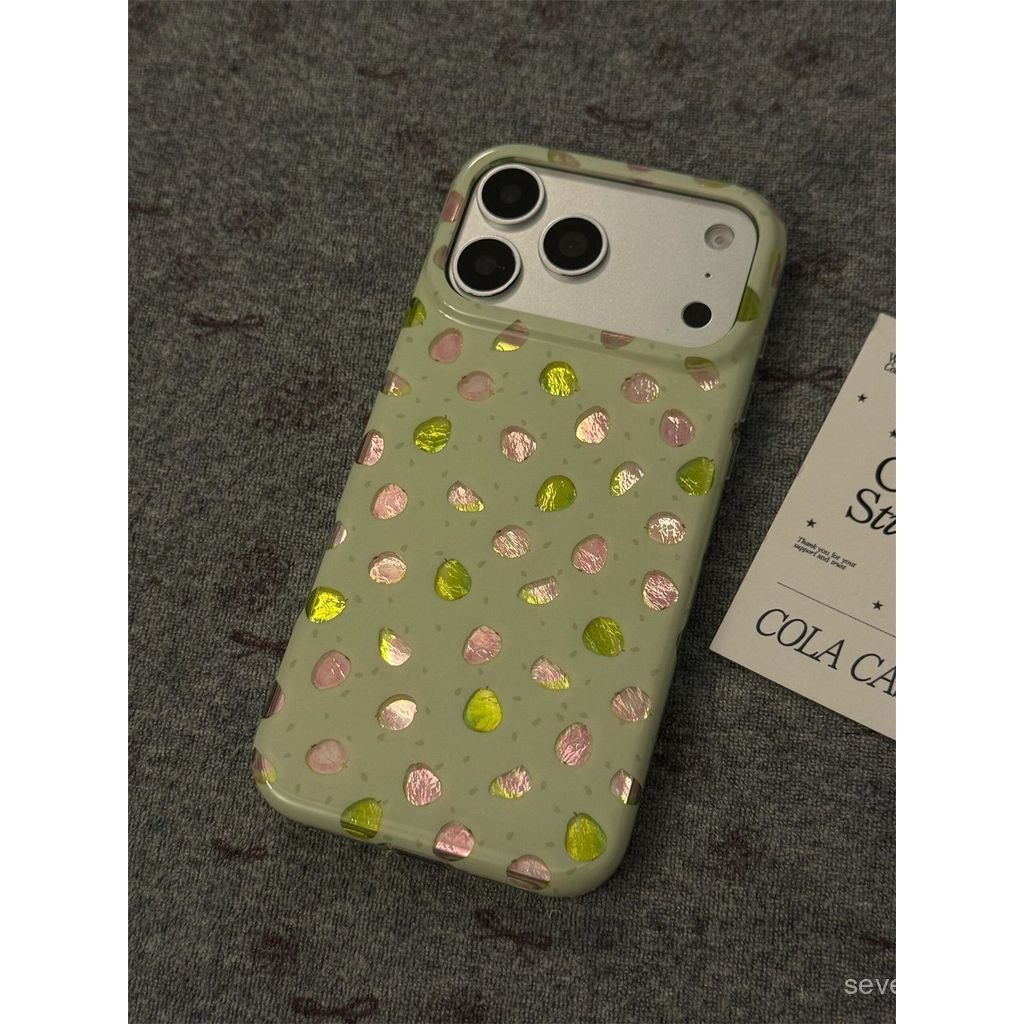 Ốp Điện Thoại Thích Hợp Cho iPhone XS XR 11 12mini 13 14 15 16 17 Pro max Plus Air Polka Dot Light Green Pink Guava Vỏ Bảo Vệ Chống Sốc Bao Gồm Tất Cả 1EKG