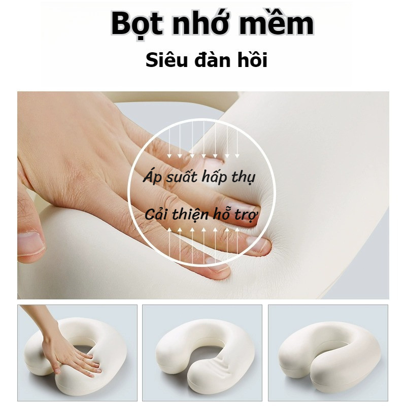 Gối chữ U kê cổ Lõi gối mút hoạt tính，vải lụa mát，đa năng du lịch & gối ngủ văn phòng，bảo vệ và giảm mỏi cổ