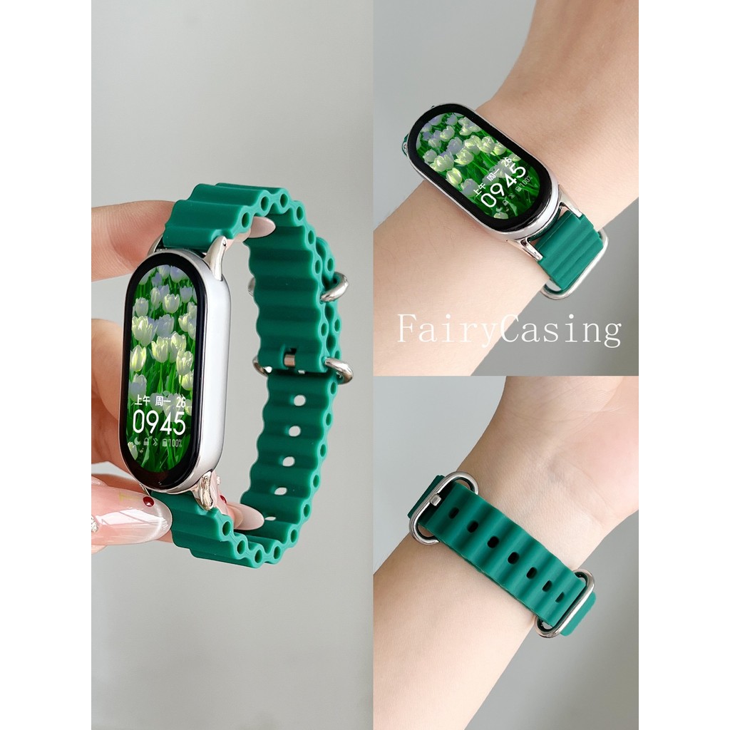 Dây Đeo Đồng Hồ Thể Thao Cho Miband 10 9 8 NFC Thay Thế Cho Miband 7 6 5 4 3 Vòng Tay Silicon Chống Thấm Nước Dây Đeo Phụ Kiện