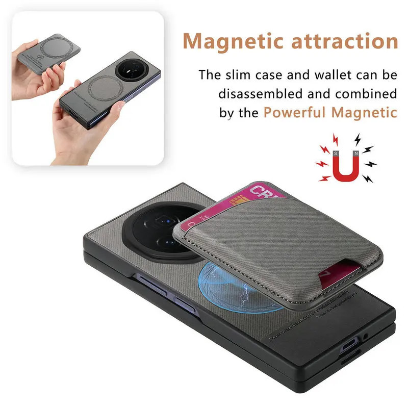 Honor Magic V5 5G 2025 Ốp lưng sang trọng Thẻ da từ tính RFID Funda Honor Magic V3 V 5 3 5V Vỏ điện thoại gấp 2IN1 có thể tháo rời