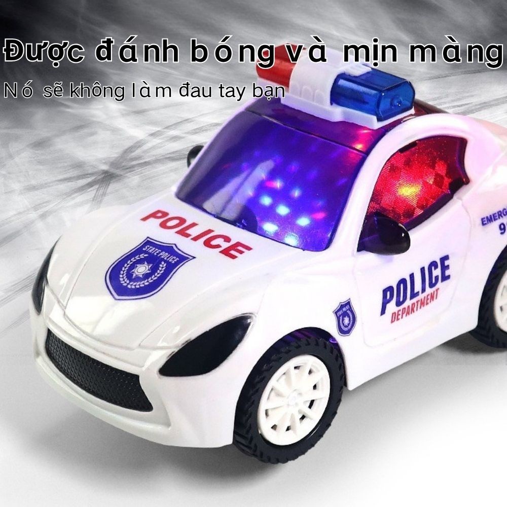 Xe cảnh sát điện đồ chơi cho trẻ em trai xe hơi với bánh vòng xoay có nhạc đèn xe cho trẻ em gái xe hơi nhỏ
