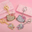 Hello Kitty Hoạt Hình Dễ Thương Nơ Móc Khóa Mặt Dây Chuyền Lấp Lánh Kim Cương Cô Gái Trái Tim Học Sinh Túi Bạn Gái Phụ Kiện