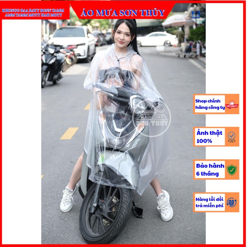 Sơn Thuỷ áo mưa trong suốt nửa trước, tiện lợi quan sát đồng hồ, tốc độ, điện thoại, chở trẻ em phía trước, siêu rộng