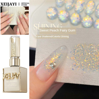 XEIJAYI Ngọt Đào Cổ Tích Gel Móng Tay Ánh Sáng Sang Trọng Flash Champagne Vàng Vỡ Kim Cương Quang Trị Liệu Keo Móng Tay Nghệ Thuật Làm Móng Tay Cho Tiệm Làm Móng Tay