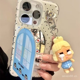 Ốp Điện Thoại Thích Hợp Cho iPhone Phong Cách Hàn Quốc ins Chấm Bi Khóc Cửa Sổ Cho Bé Bề Mặt Gương Lật 17 / 16 / 15promax / 14 Phong Cách Mới 13 / 12 / 11pro Niche xsmax / xr Sáng Tạo Chống Sốc Lỗ Lớn Bao Gồm Tất Cả Vỏ Bảo Vệ 0W0E