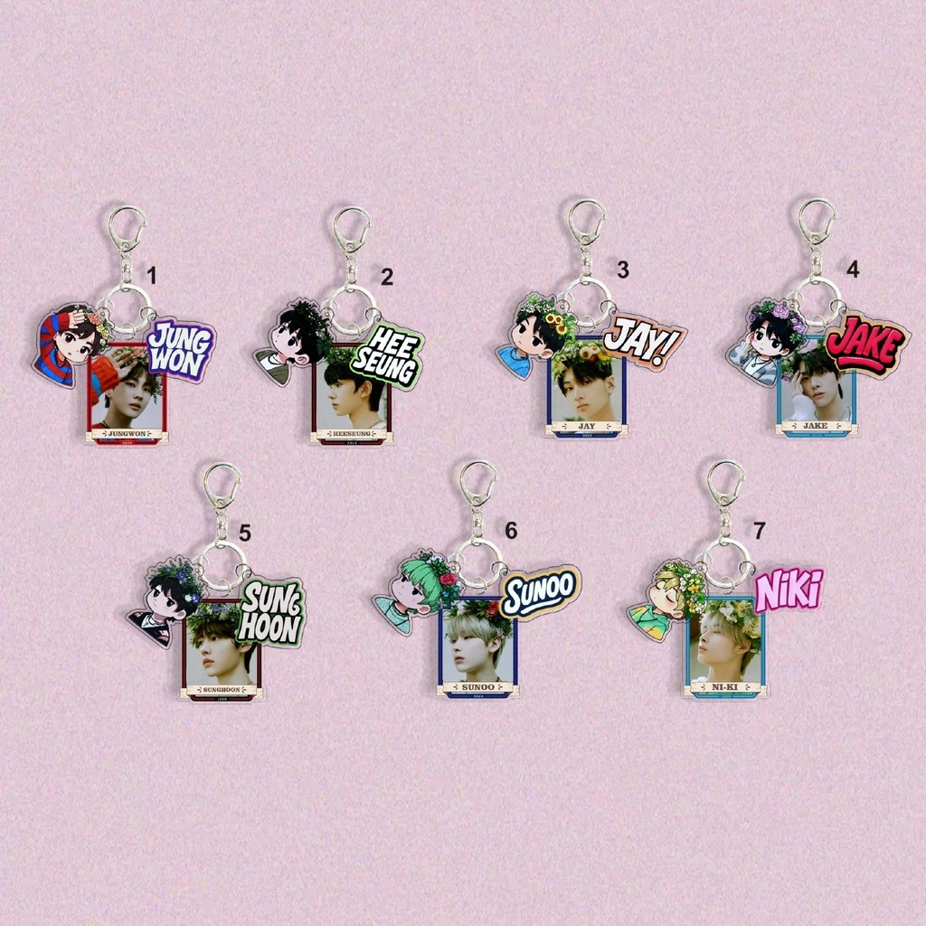 EN ROMANCE UNTOLD Daydream Móc khóa Acrylic trong suốt JUNGWON HEESEUNG Móc khóa JAY Trâm cài Móc chìa khóa JAKE SUNOO NI-KI Treo nhẫn chìa khóa thần tượng YM