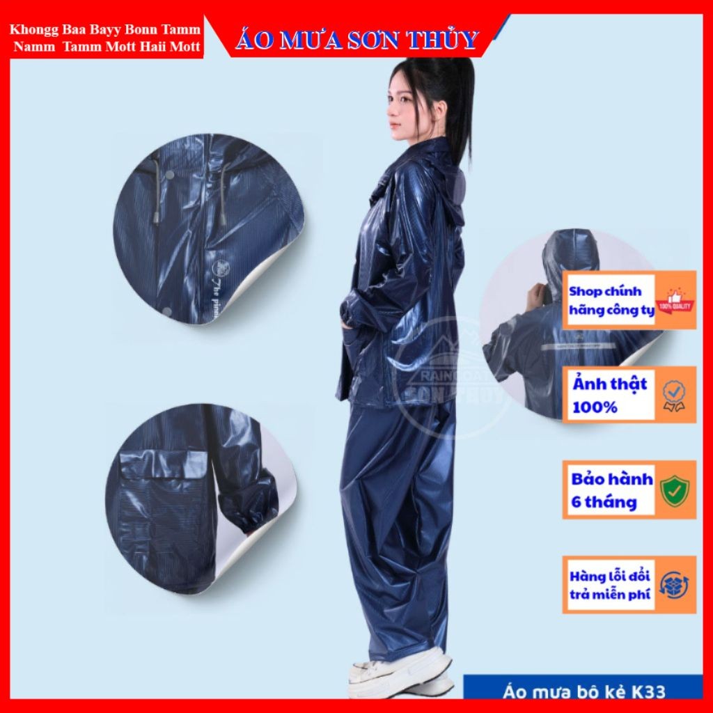 Bộ áo mưa nhựa PVC kiểu mới K33 Sơn Thủy, Siêu dai, Siêu chống thấm, nhựa nguyên sinh không mùi aomuasonthuyhn