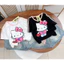 Bộ quần áo bé gái 6-15 tuổi, Set áo cotton Kitty quần sooc bò jean cho bé gái 15-45kg