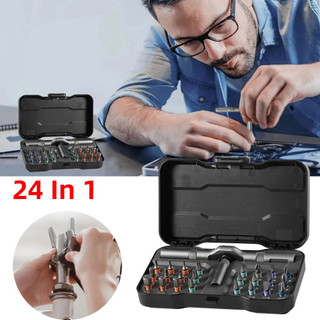 24-in-1 Magnetic Screwdriver Set with Detachable T-Ratchet Handle, Multi-Function Iron Hand Tool