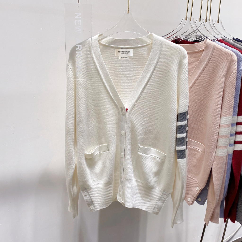 thombrowne 1295Five-button Solid Color Cardigan Sweater Knit V Long-sleeve Jacket with Collar Same Style