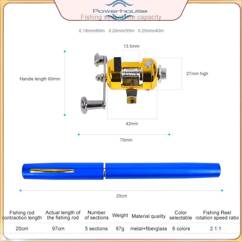 POWER Siêu Ngắn Thanh Bỏ Túi Thép Thanh Câu Cá Micro Nhỏ Cần Câu Cá 1m 1.4m 1.6 Trống Cuộn Đá Câu Cá.