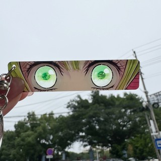 Demon Slayer Keychain Rengoku Kyoujurou Kimetsu Keyring No Yaiba Shining Eyes Double Sided Backpack Pendants Students