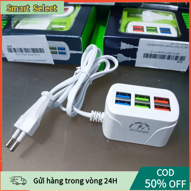Củ Sạc Nhanh 6 Cổng USB A53 Cốc Sạc Đa Năng Chống Cháy Nổ Kèm Dây Nối Dài Phổ Biến Và Phù Hợp Với Tất Cả Điện Thoại, Máy