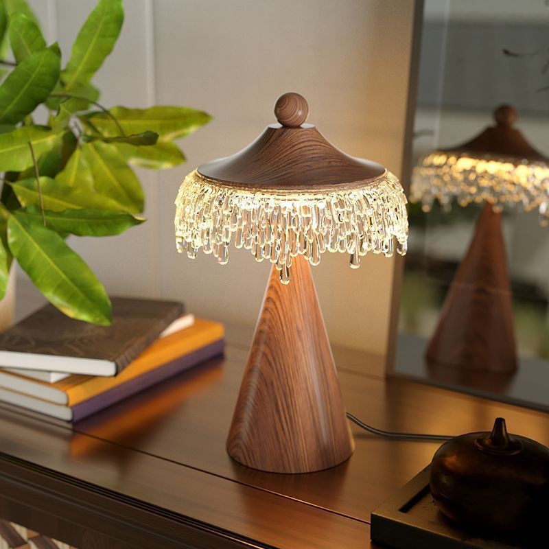 Đèn bàn thả nước cắm phong cách Wabi-sabi Nhật Bản, Đèn bàn Led bằng gỗ cổ điển, Phòng khách, Đèn ngủ trang trí phòng ngủ