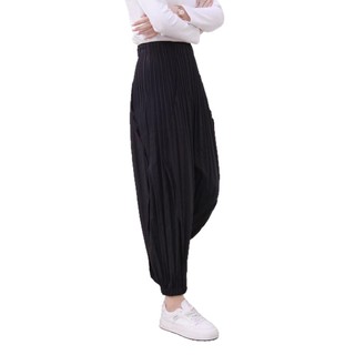 Miyake Quần Xếp Ly Nữ Lỏng Lẻo Ôm Dáng Đơn Giản, Thời Trang Cao Cấp Màu Trơn Phù Hợp Mặc Hàng Ngày