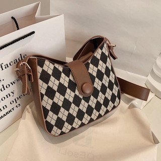Túi xách nữ đeo vai dây kéo thời trang Checkerboard