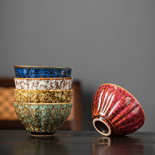 Bộ Chén Chủ Nhân Kiến Trản Hoa Biện Ngũ Hành Dung Tích 120 ml (Bộ 05 chén kèm hộp quà)