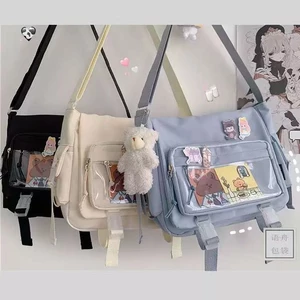 Túi đeo chéo vải canvas phong cách Nhật Bản mới cho sinh viên, túi đeo vai đơn giản