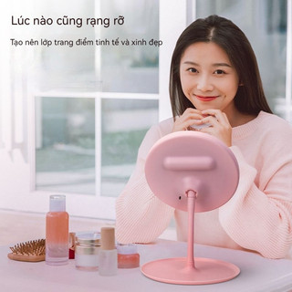 Gương trang điểm LED để bàn lấp đầy ánh sáng 360°Đèn vòng có thể sạc lại Ánh sáng mềm Bảo vệ mắt Gương HD