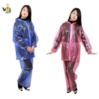 Áo mưa bộ chấm bi nhựa dẻo bền dai đẹp, không thấm nước có khoá
