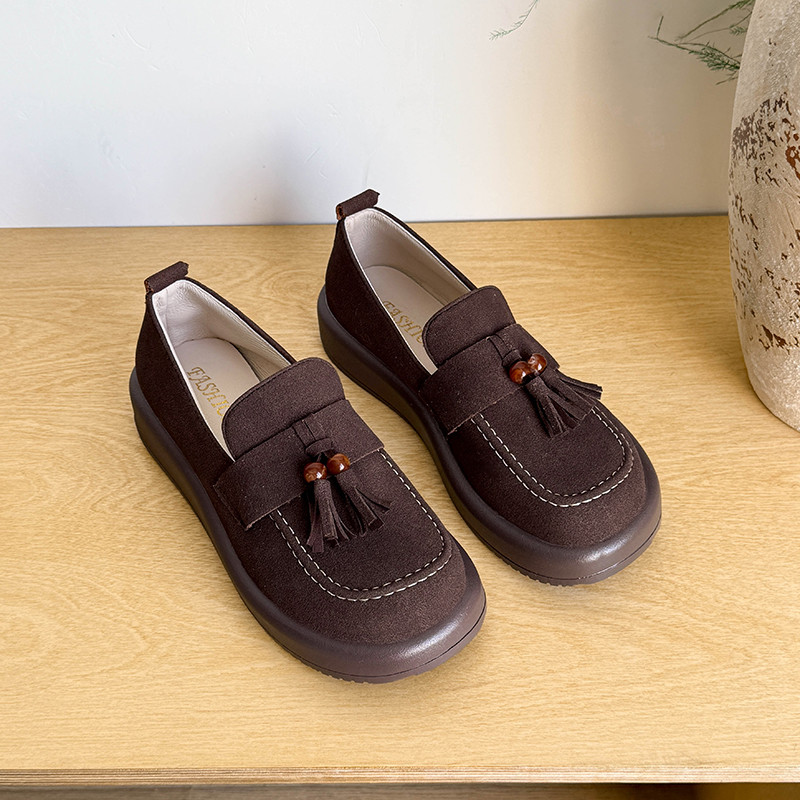 Atikota Nữ Giày Đế Bằng Slip-on Thời Trang Lắc Nhỏ Trang Trí Retro Đa Năng Thoải Mái Nhẹ Thường Ngày Đế Bằng