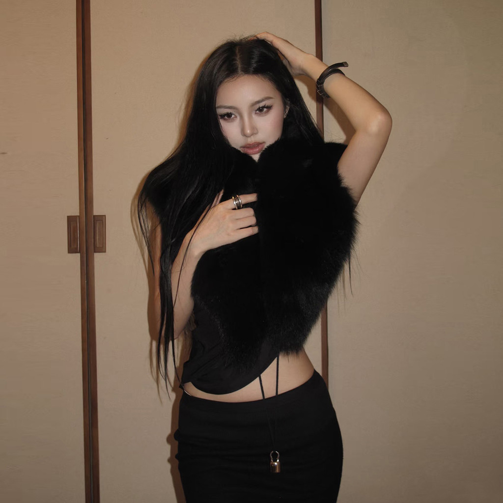 Weird Puss Lạ Puss Thời Trang Khăn Choàng Lông Tơ Baggy Màu Trơn Đơn Giản Nữ Pháp Thường Ngày Hot Chick Đa Năng Phong Cách Đường Phố
