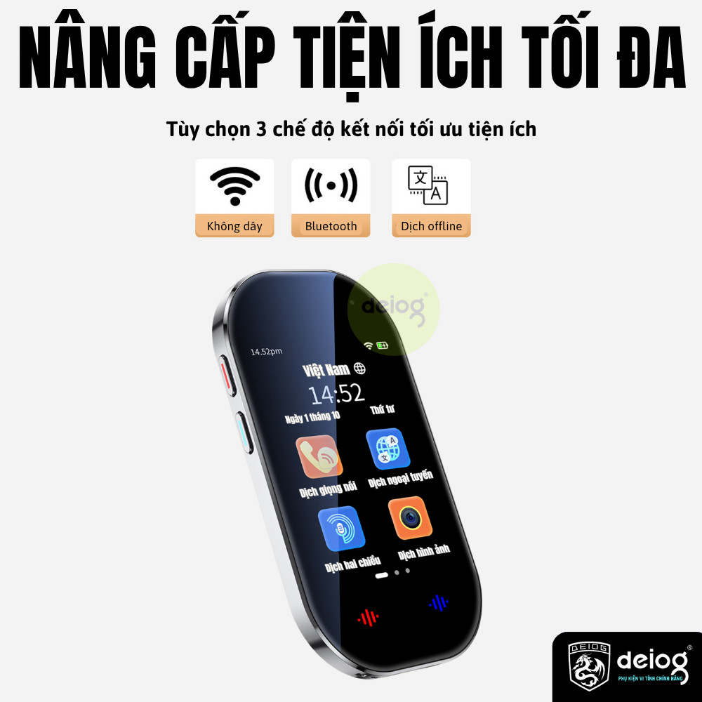 Máy Phiên Dịch D6 Thông Minh  – Phiên Dịch Đa Ngôn Ngữ, Hỗ Trợ 142 Ngôn Ngữ Online / Offline