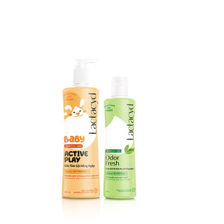 Bộ Dung Dịch Vệ Sinh Phụ Nữ Lactacyd Odor Fresh 250ml + Sữa Tắm Gội Trẻ em Lactacyd Active Play 500ml