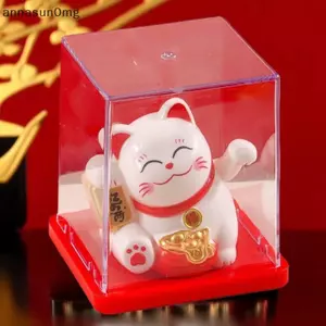 AA 1 Cái Waving Wealth Good Fortune Awaits Đồ trang trí chạy bằng năng lượng mặt trời cho gia đình và văn phòng Luy Beoning Cat chạy bằng năng lượng mặt trời VN