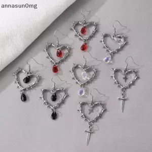 AA 1 Đôi Bông Tai Thiết Kế Trái Tim Gai Phong Cách Gothic Retro, Bông Tai Hình Trái Tim Có Gai, Bông Tai Trung Lập Quà Tặng Tiệc Ngày Lễ VN