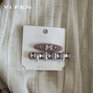 YIFEN Hàn Quốc Ngọt Hồng Pha Lê Tóc Mùa Hè Trán Tóc Gãy BB Bên Nổ Kẹp