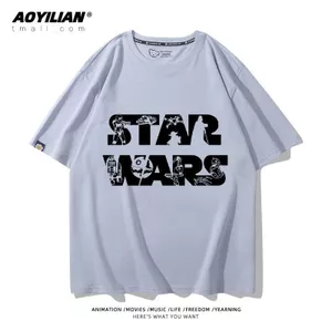 STAR WARS STAR WARS Hàng hóa Áo thun STAR WARS Cotton nguyên chất Tay ngắn mùa hè Darth Vader Force Lightsaber Nửa tay