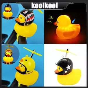 Chuông xe đạp vịt Kool Chuông xe đạp vịt cao su có đèn LED Trang trí vịt màu vàng nhạt