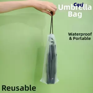 Vỏ ô có thể gập lại CQCJ, Túi du lịch tái sử dụng chống nước 13 * 33cm đa năng, Túi dây rút bằng vải trong suốt chất lượng cao Phụ kiện lưu trữ ướt
