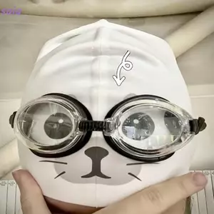 Mũ bơi silicon SAIA, Mũ bơi nhanh khô ngộ nghĩnh, Phim hoạt hình chống nước dễ thương Thoải mái vừa vặn Mũ in hình động vật Sử dụng bể bơi