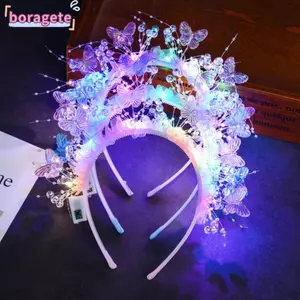 Băng đô phát sáng LED BORAGETE, Ngọt ngào với đèn LED Băng đô phát sáng cổ tích, Đồ dùng dự tiệc Trang trí hoa Phong cách cổ tích Bướm Trang trí Băng đô bướm Tiệc sinh nhật