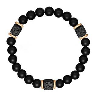 [Ktp] Vòng đeo tay hạt đá nham thạch mã não đen 8mm có thể điều chỉnh đàn hồi cho nam trang sức quyến rũ