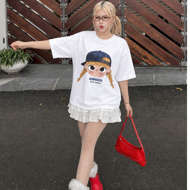 （Giao hàng 24h）Angela Áo Thun Boxy Angela - ChiBi Girl - Premium Cotton 220gsm Cotton 2 Chiều - GMBX50