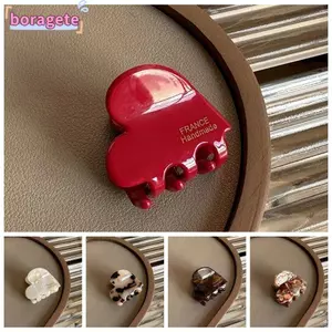 BORAGETE Móng vuốt tóc nhỏ, Cua tóc hình trái tim 3,5cm, Phụ kiện tóc Acetate dễ thương cho bé gái