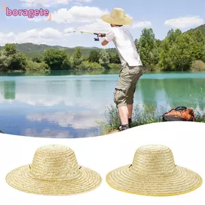 Mũ chống nắng BORAGETE, Mũ rơm có vành rộng có thể điều chỉnh, Mũ chống nắng thoáng khí thông thường Mũ đi biển nam nữ