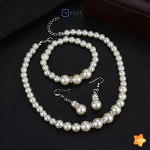 Bông Tai Vòng Tay Nelace Bộ Ngọc Trai Cô Dâu Nữ Tiệc Cưới Quà Tặng Giáng Sinh Mới
