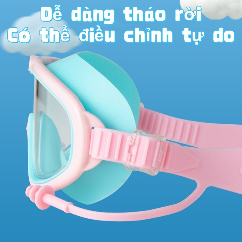 Kính Bơi Gọng Lớn Cho Trẻ Em Và Người Lớn – Kèm Bịt Tai, Chống Sương Mù, Không Thấm Nước, độ Nét Cao