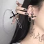 Bông tai xỏ khuyên mặt dây chuyền chữ thập màu đen lớn - dành cho bé gái cay - Bông tai treo dây chuyền dài - Punk, Gothic, Vintage - Phụ kiện trang sức / Giao hàng miễn phí