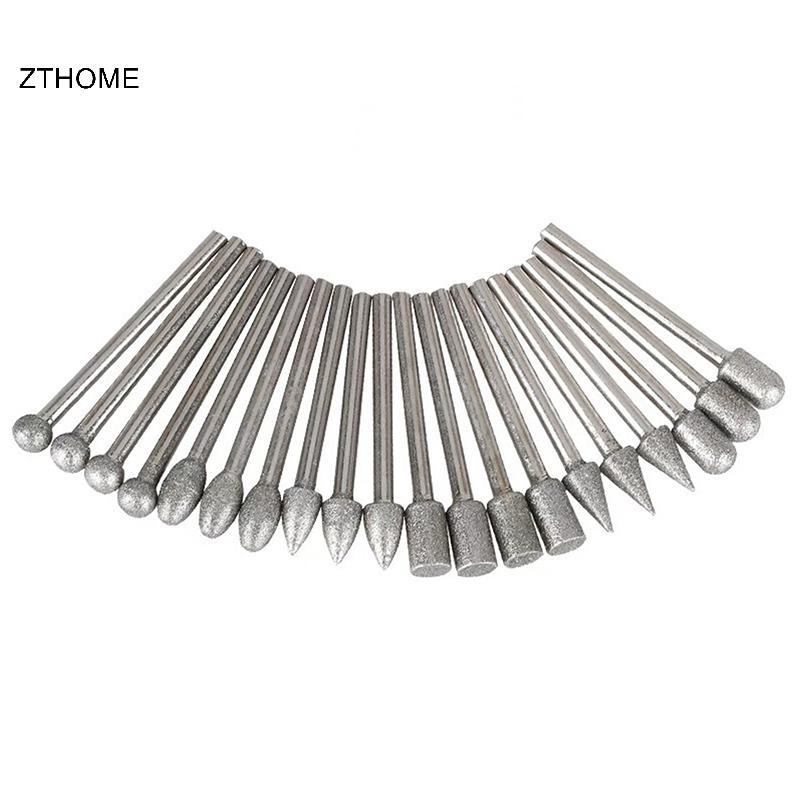 ZTHOME 20 Chiếc Đầu Mài Kim Cương Mini Bit Cho Dụng Cụ Khoan Quay Burrs Mài Phụ Kiện 3 Mm Shank Dụng Cụ Bộ Dụng Cụ Mài Mòn HOT