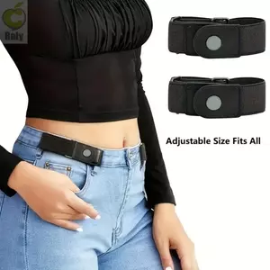 ROLY 2 Cái / bộ Thắt Lưng Đàn Hồi, Thắt Lưng Vải Co Giãn Có Thể Điều Chỉnh, Vô Hình Thường Ngày Không Khóa Thắt Lưng Nam Nữ