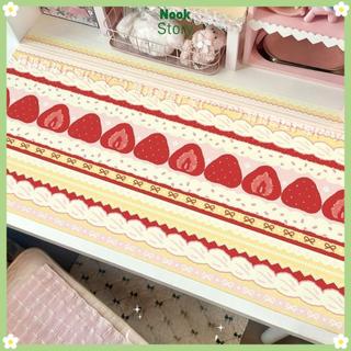Tấm lót bàn NOOKSTORY, Khăn trải bàn bánh dâu chống trượt, Quà tặng hoạt hình Vải lanh-cotton Bàn Thảm trang trí máy tính để bàn